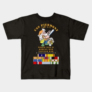 USS Piedmont (AD-17) w WWII - KOREA - VN SVC Kids T-Shirt